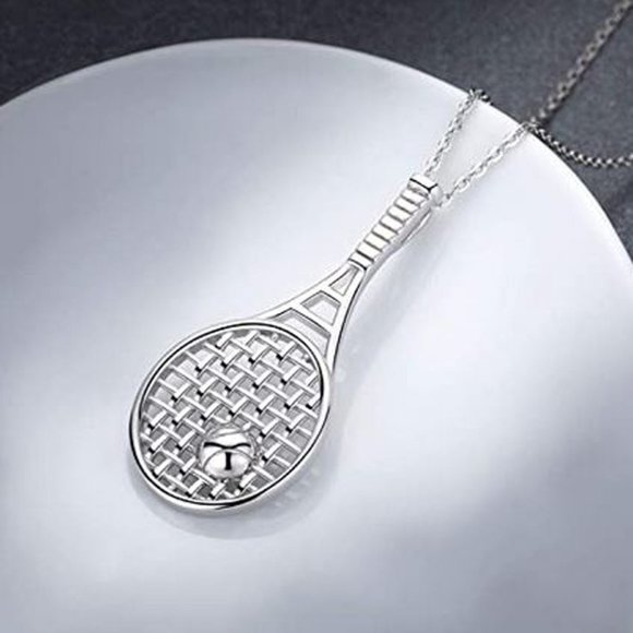 925 Sterling Silver TENNIS Racquet 18" NECKLACE - Picture 5 of 6